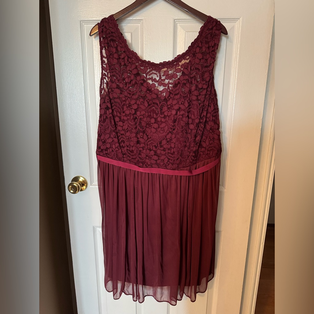 Lace Cap Sleeve Short Burgundy David’s Bridal Bridesmaids Dress